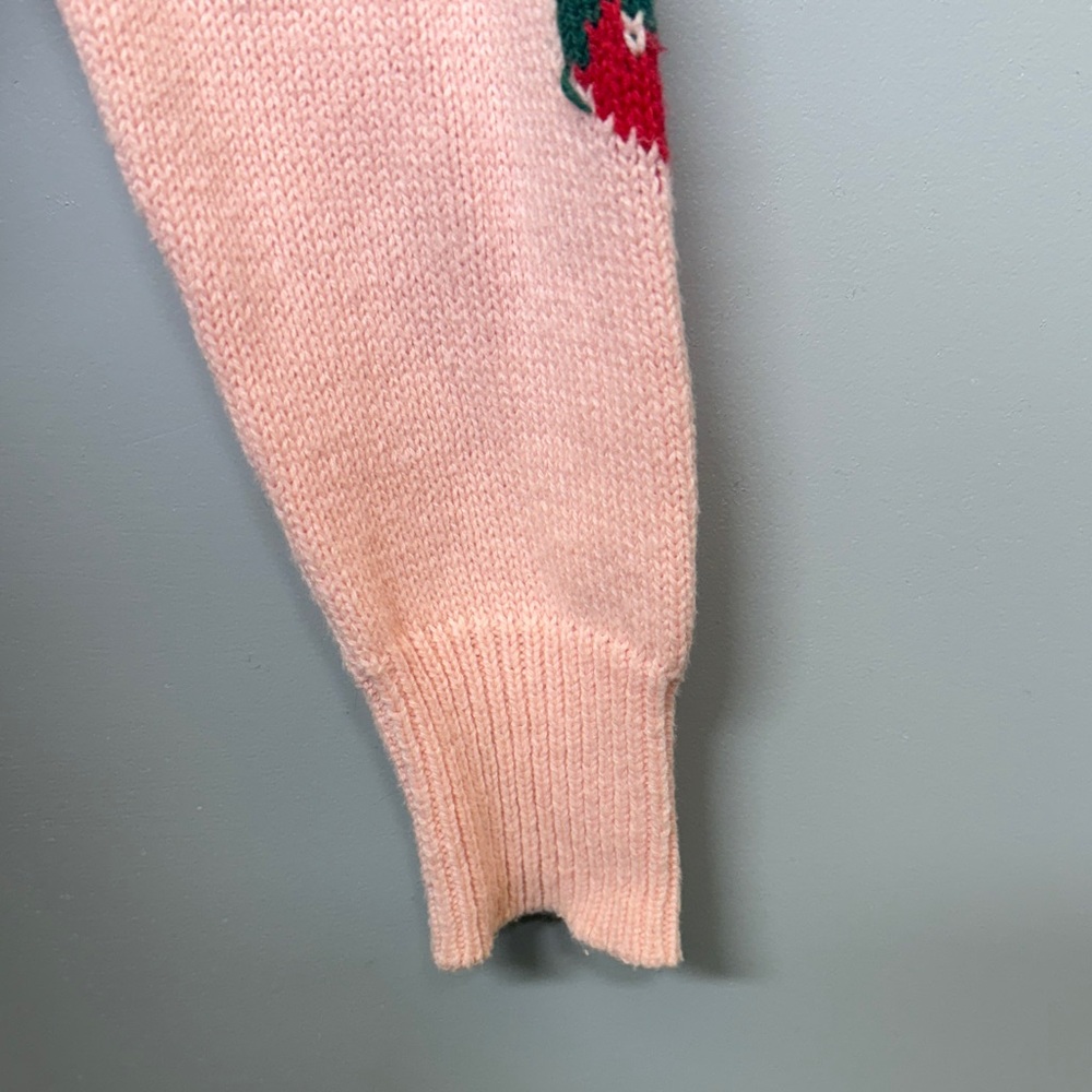 Y2K Inspired Strawberry Print Cotton Knit Crop Button Kawaii Coquette Cardigan - Picture 6 of 7
